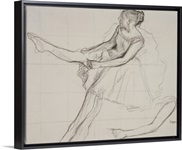 Dancer adjusting her tights, c.1880 (pencil and charcoal on paper)