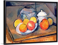 Straw covered vase, sugar bowl and apples, 1890 93 (oil on canvas) (also see 287555)