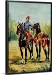 Two Horses and a Groom, 1880 (oil on canvas)