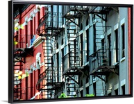 Windows and emergency stairs in New York City.
