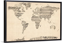 World Map made up of Sheet Music