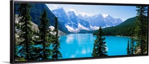 High angle view of a lake, Moraine Lake, Valley of ten peaks, Banff National Park, Alberta, Canada