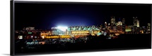 Stadium lit up at night in a city, Heinz Field, Three Rivers Stadium, Pittsburgh, Pennsylvania