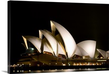 Australia, Sydney, A Night Scene Looking Across Sydney Harbor To The Iconic Opera House