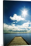 Bright Sun Over Dock On Lake