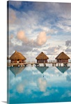 French Polynesia, Pearl Resort, Bungalows Over Beautiful Turquoise Ocean