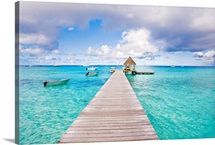 French Polynesia, Tuamotu Isalnds, Rangiroa Atoll, Pier On The Ocean