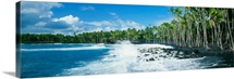Hawaii, Big Island, Ocean Surf Crashing On Kalapana Black Sand Beach