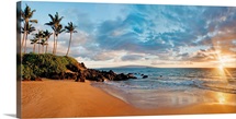 Hawaii, Maui, Makena, Secret Beach At Sunset