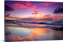 Hawaii, Maui, Wailea, Sunset At Mokapu Beach