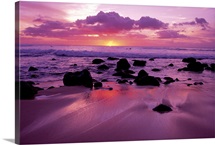 Hawaii, Molokai, West Shore, Sunset On Horizon