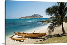 Hawaii, Oahu, East Shore Rabbit Island And Koa Canoe