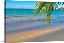 Hawaii, Oahu, Footprints In The Sand At Lanikai Beach