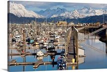 Homer boat harbor in Spring, Kenai Peninsula, Alaska