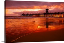 Huntington Beach At Sunset, California, Usa