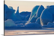 Scenic of large blue iceberg formations of Sheridan Glacier, Southcentral Alaska