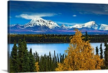 Scenic view of Mt. Sanford and Mt. Drum with Willow Lake