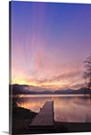 Sunrise over a dock in Lake Whatcom during Winter Bellingham Washington