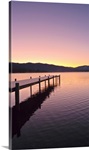 Sunrise over a dock in Lake Whatcom during Winter Bellingham Washington