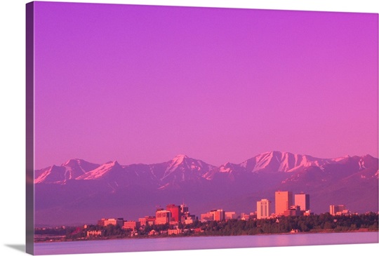 Sunset Anchorage Skyline Summer Southcentral Alaska