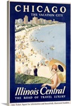 Chicago, The Vacation City, Central Train,Vintage Poster