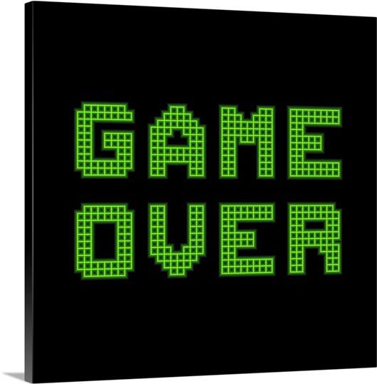 Game Over, Pixel Art Wall Art, Canvas Prints, Framed Prints, Wall Peels