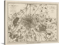 Antique Map of Paris, 1805