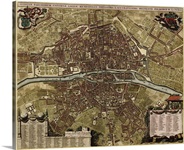 Antique Map of Paris, ca. 1710