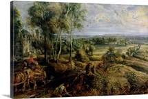 An Autumn Landscape with a view of Het Steen in the Early Morning, c.1636 (oil on panel)
