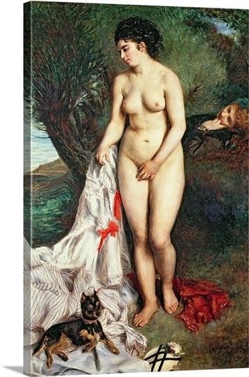 Bather with a Griffon dog, 1870 (oil on canvas)