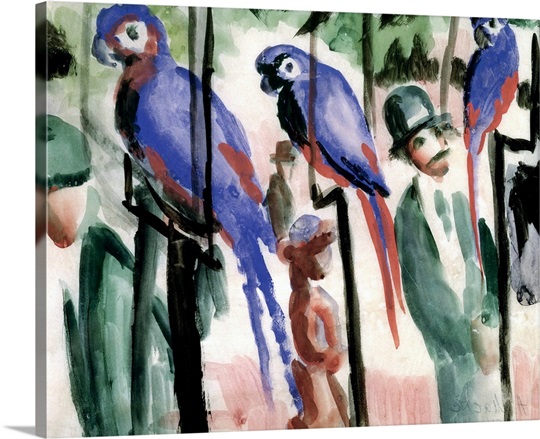 Blue Parrots (w/c on paper)