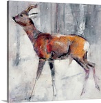 Buck in the snow, 2000 (mixed media on paper)