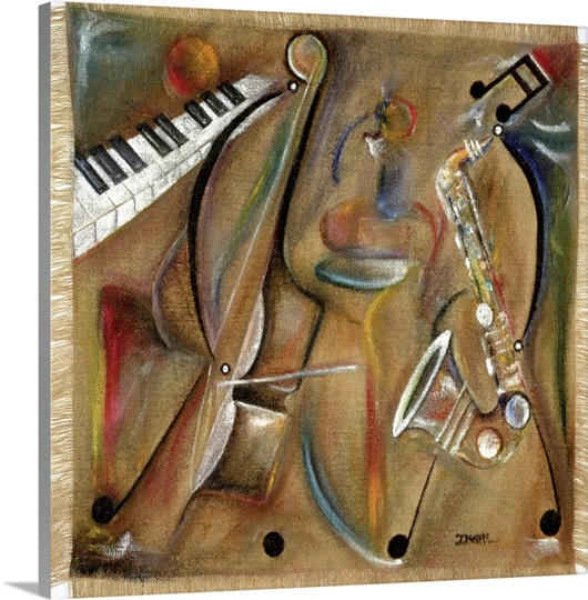 Burlap Sax (oil on burlap)