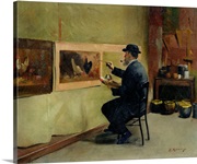 Charles Philippe Gevens, father in law of the artist, painting in his studio 21