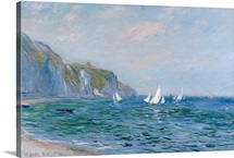 Cliffs and Sailboats at Pourville (oil on canvas)