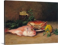 Crab and Red Mullet (oil on canvas)