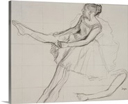 Dancer adjusting her tights, c.1880 (pencil and charcoal on paper)