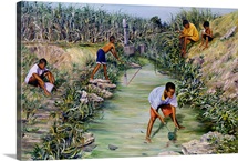 Fishing (oil on canvas)