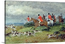 Fox Hunting in Surrey, 19th century (watercolour)