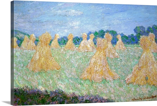 Haystacks, The young Ladies of Giverny, Sun Effect (oil on canvas)