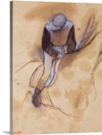 Jockey flexed forward standing in the saddle, 1860 90 (pastel &amp; charcoal on paper)