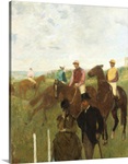 Jockeys at the Racecourse (oil on paper laid down on board)