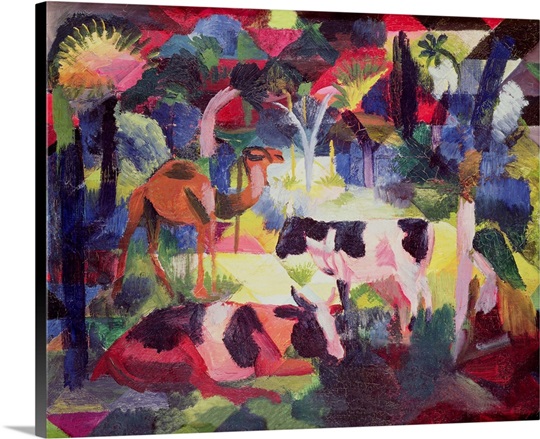 Landscape with Cows and a Camel (oil on canvas)