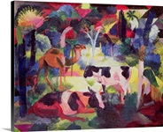 Landscape with Cows and a Camel (oil on canvas)