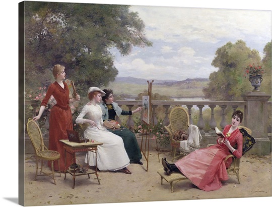 Painting on the Terrace (oil on canvas)
