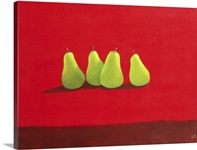 Pears on Red Cloth (oil on canvas)