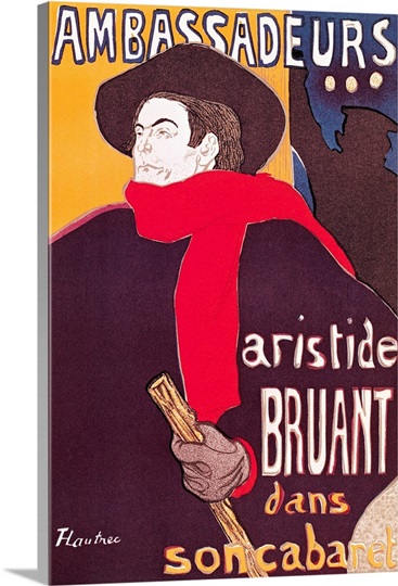 Poster advertising Aristide Bruant (1851 1925) in his cabaret at the Ambassadeurs, 1892 (litho)