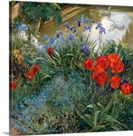 Red Tulips and Geese (oil on canvas)