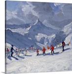 Ski School, Tignes, 2009 (oil on canvas)
