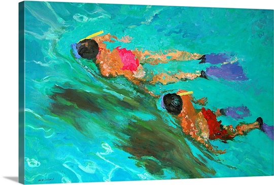 Snorkellers (oil on board)